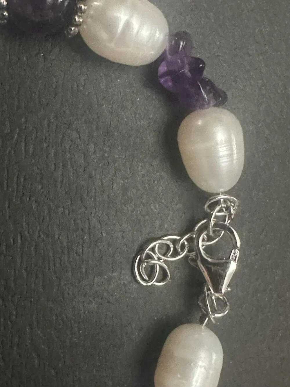 Ross-Simons Sterling Silver Freshwater Pearls Amethyst Bracelet New